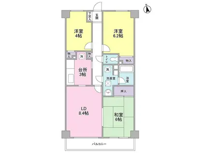 ファーサ宮崎台(2SLDK/2階)の間取り写真