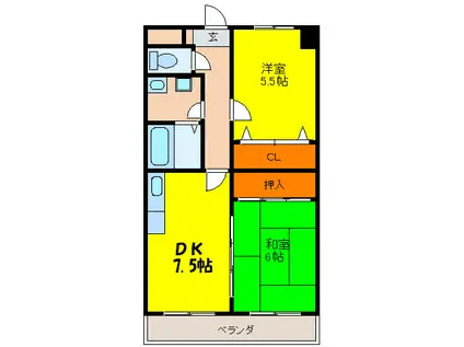 メゾン南町(2DK/3階)の間取り写真