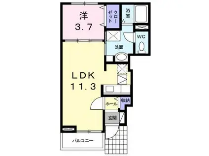 セロリー(1LDK/1階)の間取り写真
