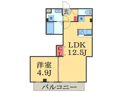リトルズ本千葉(1LDK/2階)の間取り写真