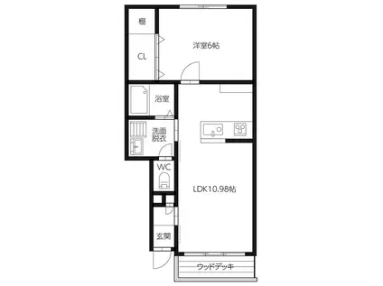 ピース・スクエア石井(1LDK/1階)の間取り写真