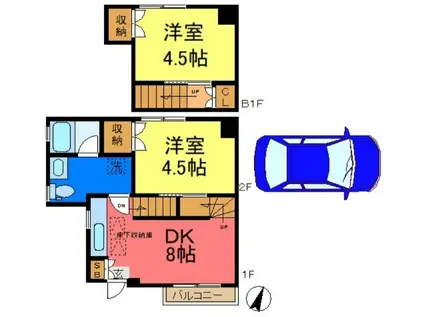 ビジャグランデ(2DK/1階)の間取り写真