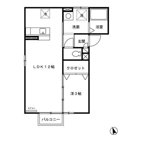 プレステージ長町(1LDK/2階)の間取り写真