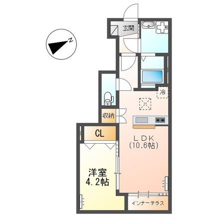 ルフト ヒュッゲ(1LDK/1階)の間取り写真