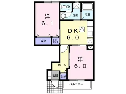 ファインハオス(2DK/1階)の間取り写真