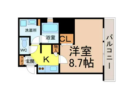 エスティメゾン東別院(1K/12階)の間取り写真