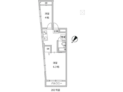 マンション 大井町(2K/2階)の間取り写真