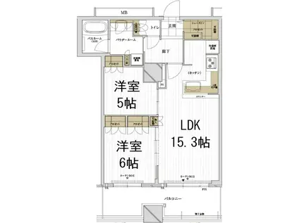 プレサンスレジェンド堺筋本町タワー(2LDK/23階)の間取り写真