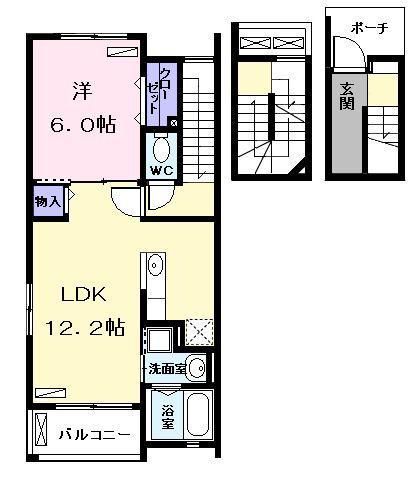 KT・PLACE(1LDK/3階)の間取り写真
