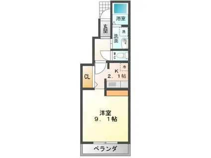 カーサ・フェリーチェ EY-(1K/1階)の間取り写真