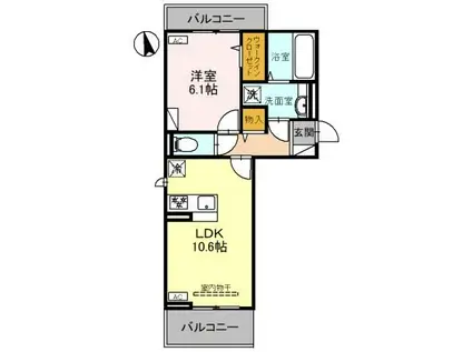 D-ROOM六供町2丁目(1LDK/3階)の間取り写真