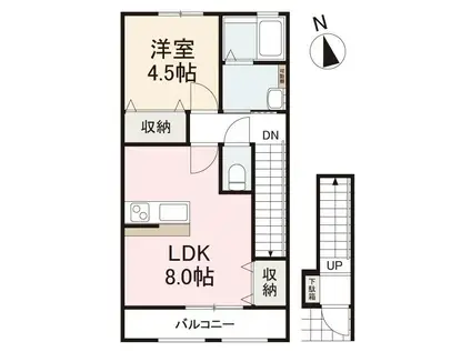 HYOーDORU上福岡(1LDK/2階)の間取り写真