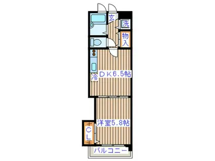 KS HOUSE(1DK/5階)の間取り写真