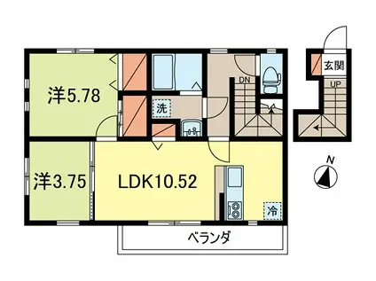 ル・カーサ(2LDK/2階)の間取り写真