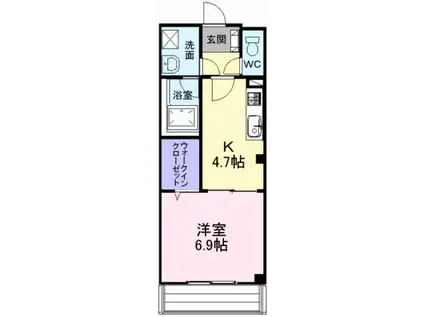 ソレアードスール(1K/4階)の間取り写真