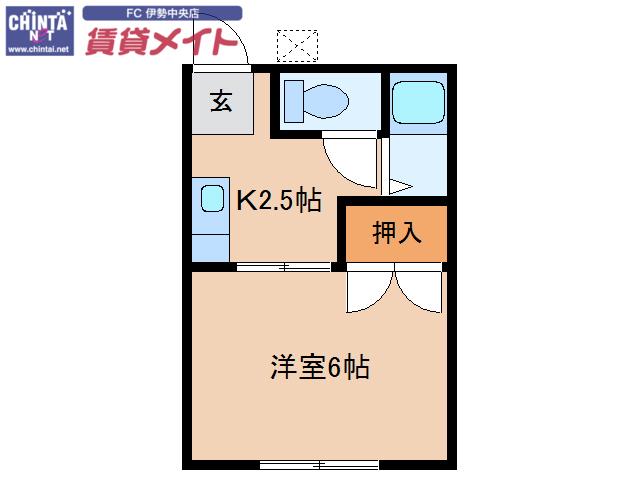 ロイヤルキクエイ(1K/1階)の間取り写真
