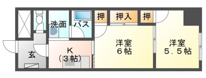 第7旭コーポラス(2K/5階)の間取り写真