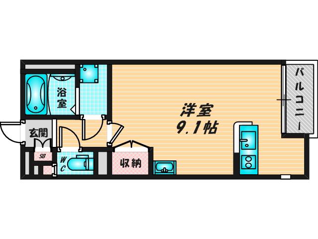 レオネクスト稲田(ワンルーム/2階)の間取り写真