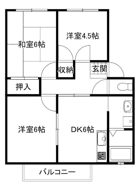 サンフィールド上佐野(3DK/2階)の間取り写真