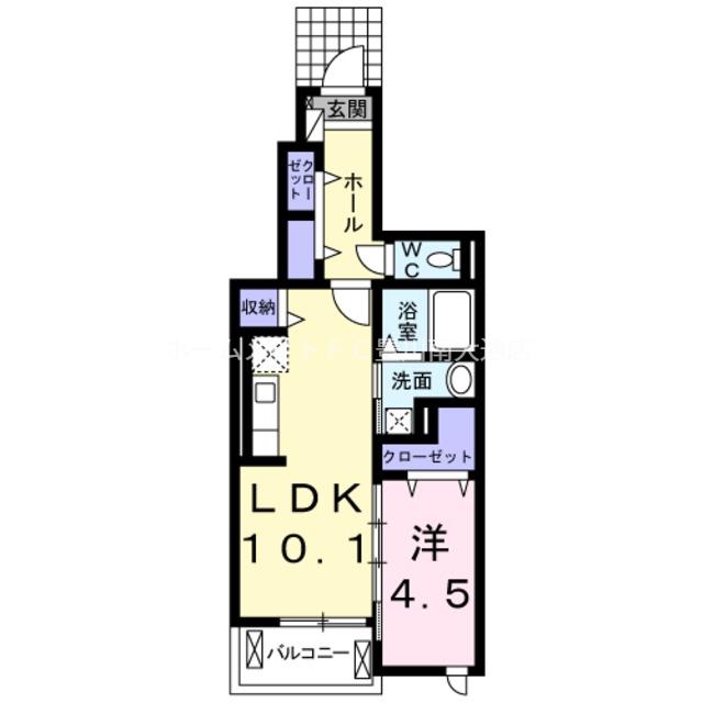 RIVER・LINE(1LDK/1階)の間取り写真