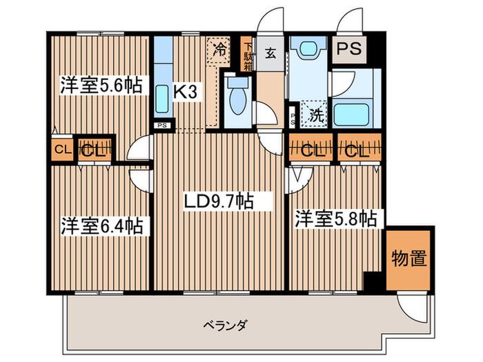 サザントゥリーII(3LDK/2階)の間取り写真