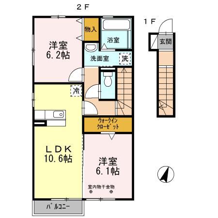メゾンプレーヌ天竜川(2LDK/2階)の間取り写真