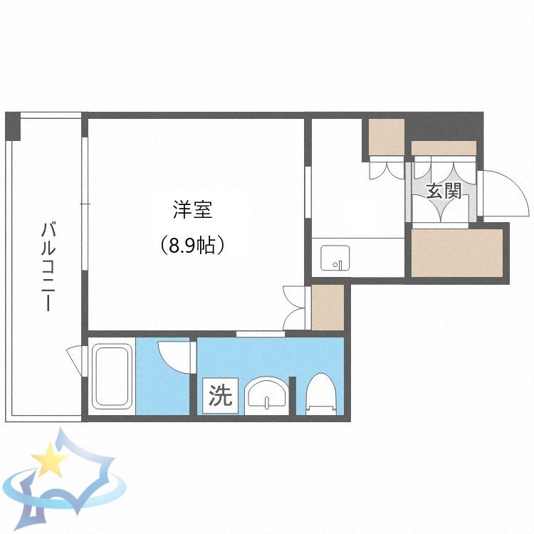 ラフィネタワー札幌南3条(1K/3階)の間取り写真
