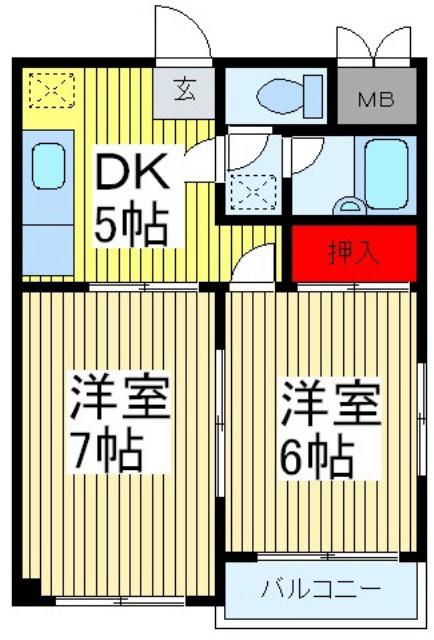 メゾンKM(2DK/3階)の間取り写真