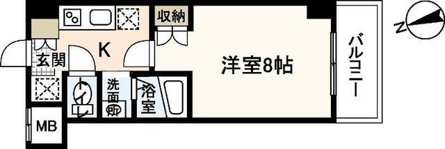 パレグレース中筋(1K/6階)の間取り写真