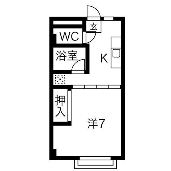 フレンドビル(1K/3階)の間取り写真
