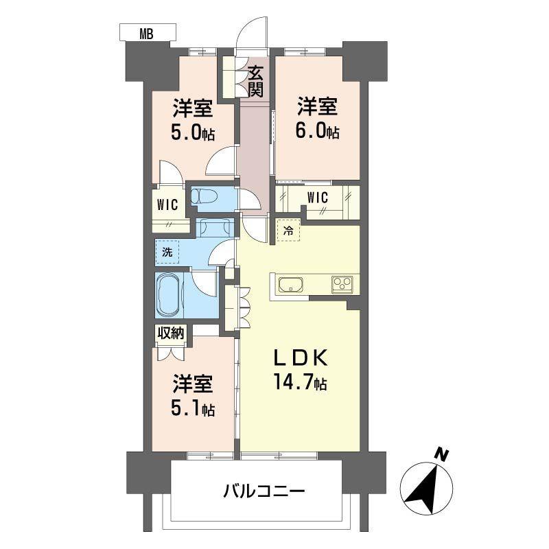 シントシティ F棟(3LDK/14階)の間取り写真