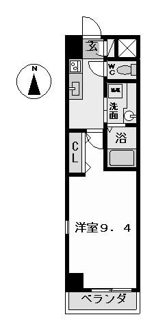ホワイトクレスト(1K/5階)の間取り写真