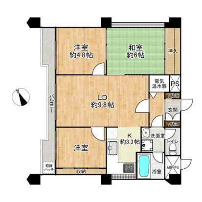フラッツ景丘(3LDK/3階)の間取り写真