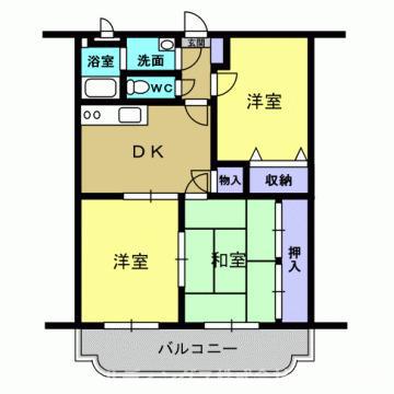 ルミエール豊岡(3DK/1階)の間取り写真