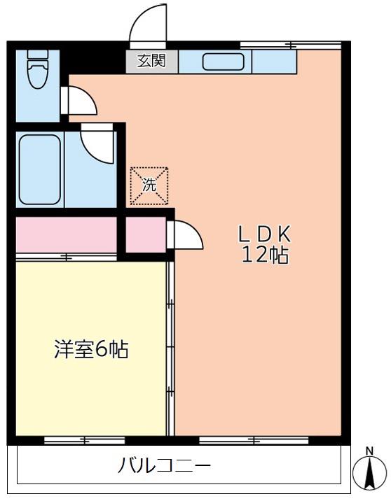 坂西ハイツ(1LDK/1階)の間取り写真