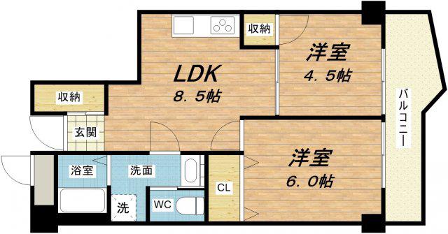 ヴィラ真田山(2LDK/5階)の間取り写真