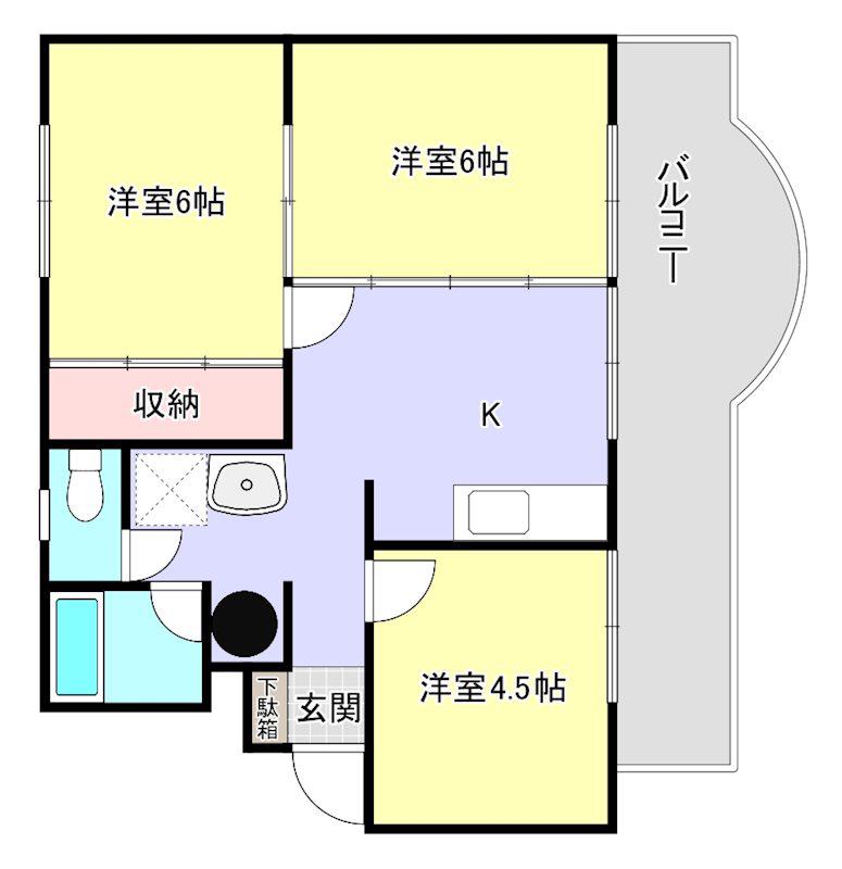 BETTER R 城下(3K/1階)の間取り写真