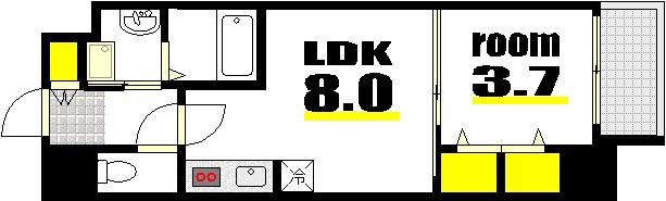 BPRレジデンス国泰寺(1LDK/6階)の間取り写真