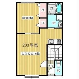 リ レグジーVII(1LDK/2階)の間取り写真