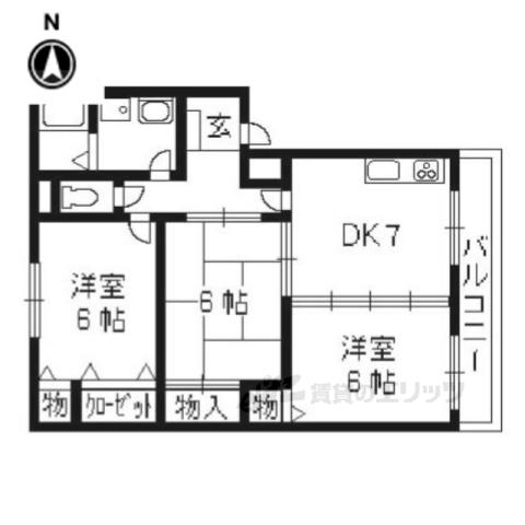 アーバンハウス鴨川(3DK/3階)の間取り写真