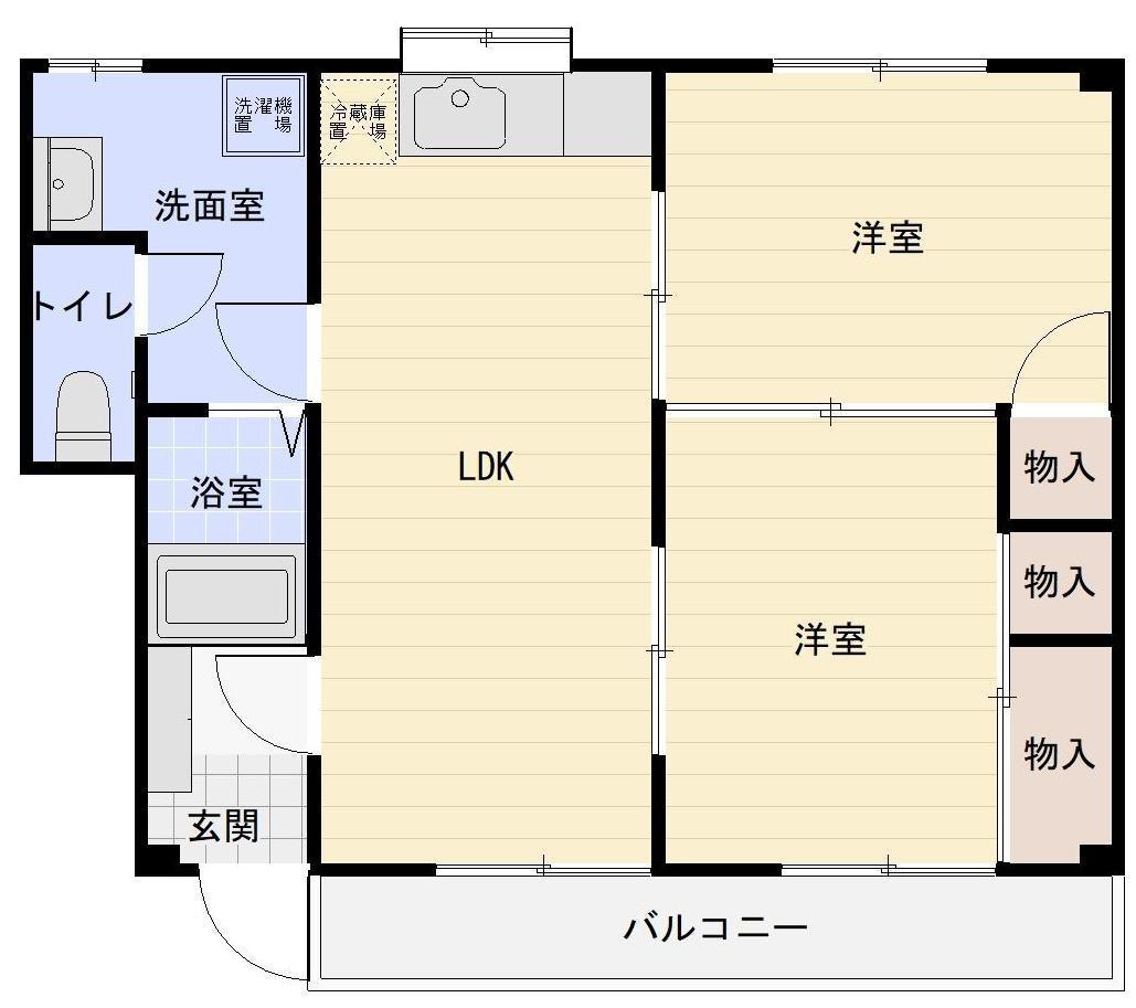 大江マンション(2LDK/2階)の間取り写真