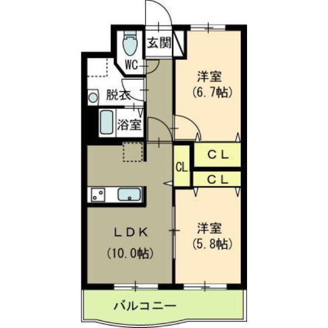 リヴェールあおば(2LDK/4階)の間取り写真