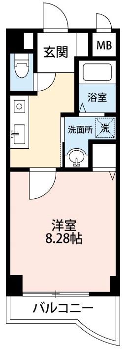 ハートヒルズ矢作(1K/4階)の間取り写真