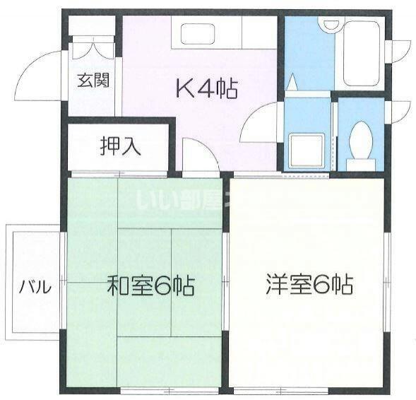 萩原アパート(2K/2階)の間取り写真