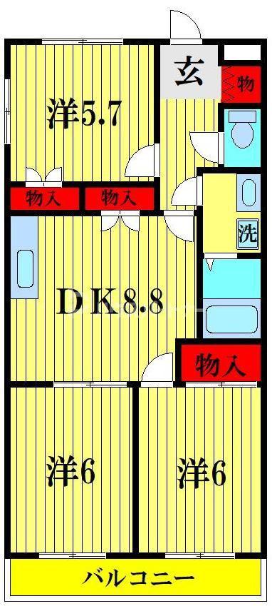 アルタソーナ(3DK/2階)の間取り写真