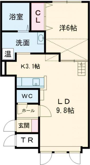 ポルタ (1LDK/2階)の間取り写真