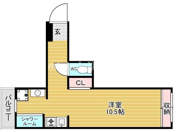西村ビル(ワンルーム/5階)の間取り写真