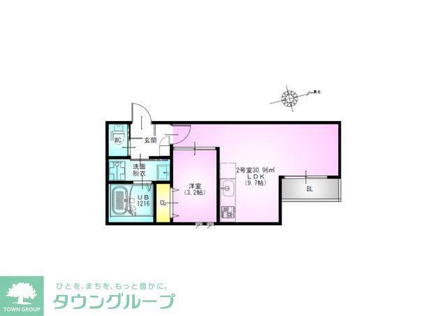 GRANDTIC 原木中山(1LDK/1階)の間取り写真