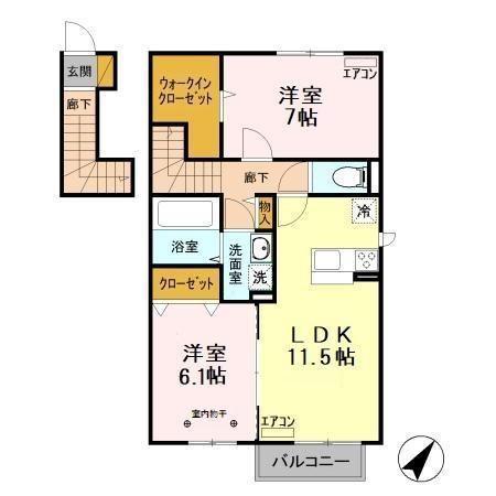 エトワール(2LDK/2階)の間取り写真