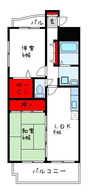 グランディール青山(2LDK/1階)の間取り写真